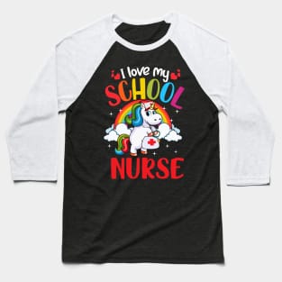 School Nurse Unicorn Shirts For kids boys girls Baseball T-Shirt